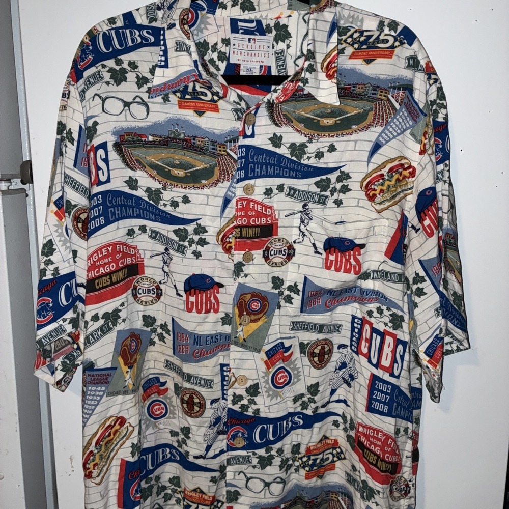 Chicago Cubs Mens X Large XL Hawaiian Shirt Floral MLB Baseball Reyn Spooner